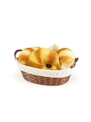 Bora Plastik Hasır Desenli Ekmek Sepeti Oval  24 CM Bez Kaplamalı BO664