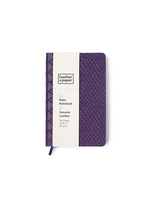 Leather&Paper 9X14 Mor Yılan Baskı Deri Defter