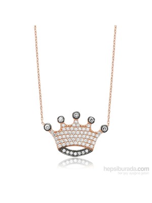 KENPAZAR Bayan Lili Gümüş Kraliçe Tacı Rose Kolye