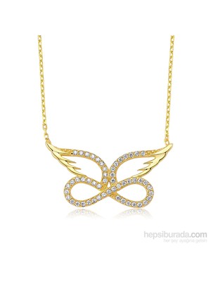 KENPAZAR Bayan Lili Melek Kanatlı Sonsuzluk Gümüş Kolye