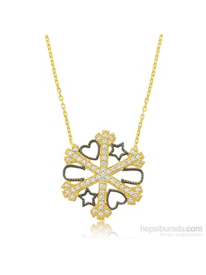 KENPAZAR Bayan Lili Altın Kaplama Kar Tanesi Gümüş Şans Kolye