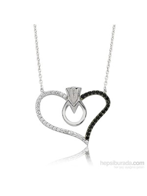 KENPAZAR Bayan Lili Gümüş Kalbimin Tektaşı Kolye