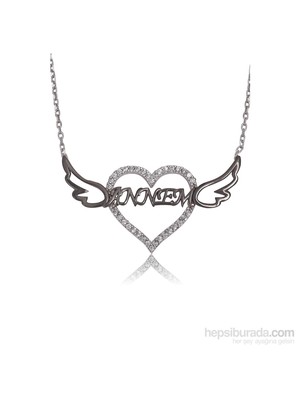 KENPAZAR Olivin Accesories Gümüş Kanatlı Kalp Annem Kolye 432777