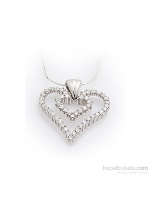 KENPAZAR Gumush Zirkon Taşlı Kalbim Kalbinde Kolye