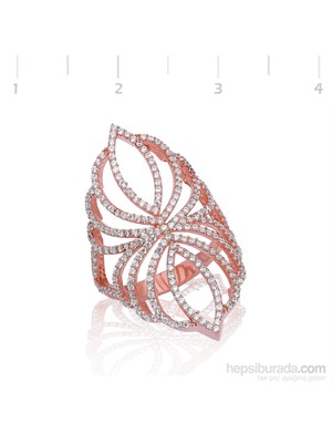 Tekbiir Silver Gümüş Zirkon Taşlı Rose Fantazi Yüzük