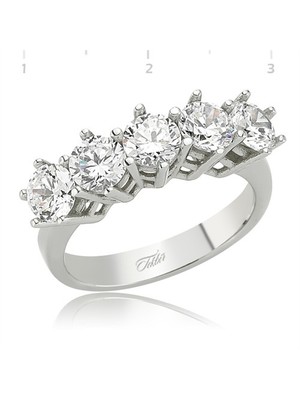 Gumush 925 Zirkon Sıralı Beş Taş Yüzük LR2570001
