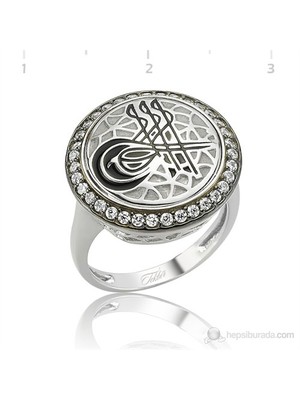 Gumush 925 Zirkon Taşlı Tuğra Yüzük LR2580004