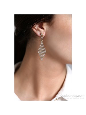 Olivin Accesories Üçken Tasarımlı Zirkon Taşlı Küpe 446825