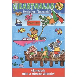 Neşeli Çıkartmalar Resimleri Tamamla Kırmızı Kitap