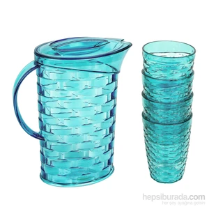 Rattan 5 Parça Su Takımı - Mavi