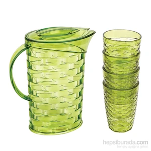Rattan 5 Parça Su Takımı - Yeşil