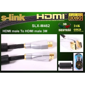Slx-M462 Hdmı To Hdmı 3M Altın Uçlu 24K+ Metal Kon. 1.4 Ver. 3D Kablo