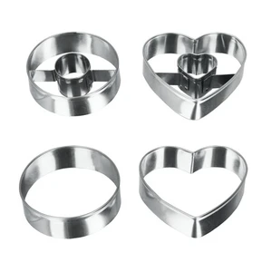 Paslanmaz Çelik Kalp Şekilli Kurabiye Kalıbı  ( 4 Lü Set )