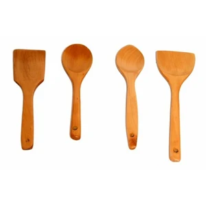 4 Lü Ahşap Kaşık-Spatula Seti