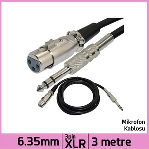 Ti-Mesh 6.35Mm Stereo 3 Pin Xlr Dişi Mikrofon Ses Kablosu - 3M
