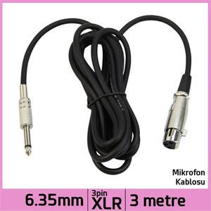 Ti-Mesh 6.35Mm Stereo Plug 3 Pin Xlr Dişi Mikrofon Ses Kablosu - 3M