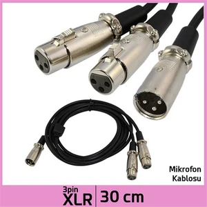 Ti-Mesh 3 Pin Xlr M / 2 Xlr F Mic Av Ses Çevirici Kablo - 30Cm