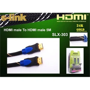 Slx-303 Hdmı M/M 5M Altın Uçlu 24K + Kor.Kılıf 1.4 Ver. 3D Kablo