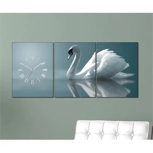 - Swan 3 Parçalı Canvas Tablo Saat - 96X40cm