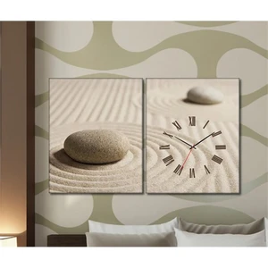 - Sand 2 Parçalı Canvas Tablo Saat - 63X40cm