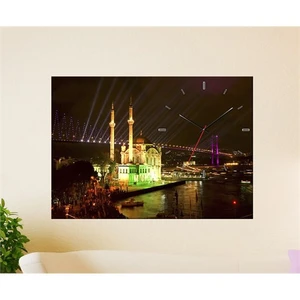 - Ortaköy Camii Canvas Tablo Saat - 45X30cm