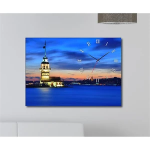 - Kız Kulesi Canvas Tablo Saat - 45X30cm
