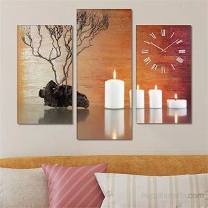 - Naturel Tablo Saat - 81X60cm - Çerçeve Hediye