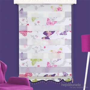 Zebra Perde Pliseli Butterfly 90X200 Etek Dilimli Mor