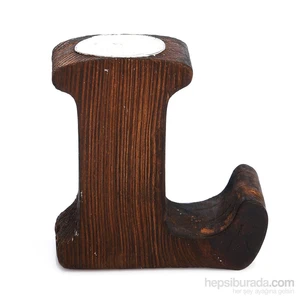 Ahşap Dekoratif L Harfi Mumluk