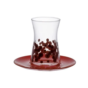 Heybeli Spotty Çay Seti Kırmızı 8 Parça