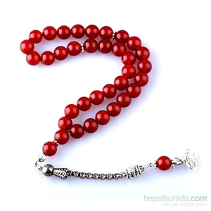 Koyu Kahve Akik Taşı Tesbih 8 mm Küre Kesim