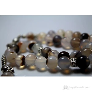 Dumanlı Akik Taşı Tesbih 8 mm Küre Kesim