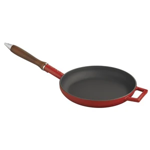 Kızartma Tavası Çap(Ø)24 Cm. Ahşap Kulplu Kırmızı