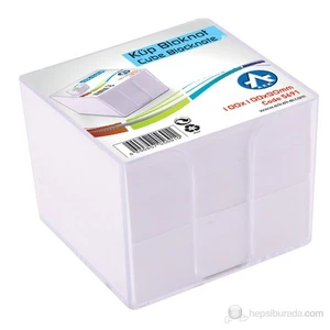 Plastik Küp Bloknot  10x10 cm + Kağıt