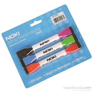 Beyaz Tahta Kalemi Çift Uçlu Silgili 3'Lü Blister