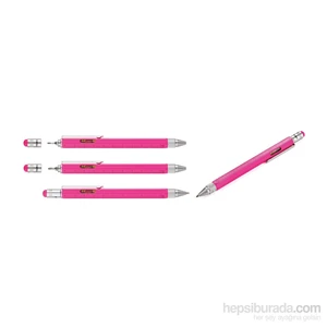 Pıp20/Np Construction Su Terazili Stylus Tükenmez Kalem - Pembe cm Ve İnç Cinsinden 2 Ayrı Cetvel, Touch Tepe, Tornavida