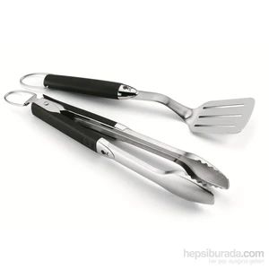 2'li set - Mangal Maşası ve Mangal Spatulası, Paslanmaz Çelik