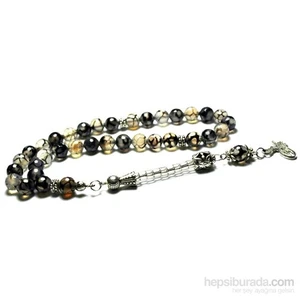 8 mm Faset Kesim Damarlı Akik Taşı Tesbih