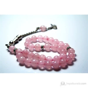 Pembe Kuvars Taşı Tesbih 8 mm Küre Kesim