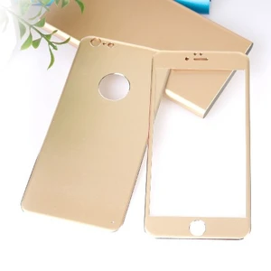 Apple iPhone 6 Plus Metal Kenarlı Gold Ön Arka Cam Ekran Koruyucu