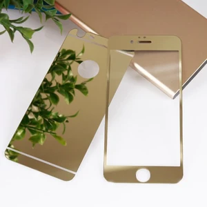 Apple iPhone 6 Plus -  6S Plus Aynalı Ön Arka Cam Ekran Koruyucu Gold