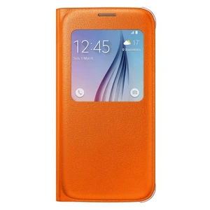 S6 S-View Cover Kılıf Deri Turuncu EF-CG920POEGWW