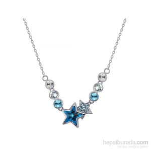 Mavi Swarovski® Taşlı Yıldız Kolye