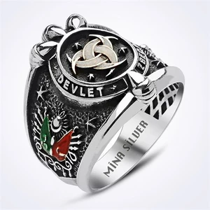 Mina Silver Teşkilat Mahsusa 3 Hilal Taşsız Erkek Gümüş Yüzük
