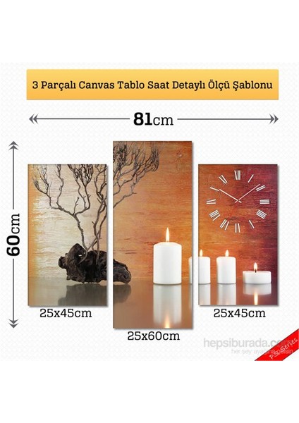 - Naturel Tablo Saat - 81X60cm - Çerçeve Hediye