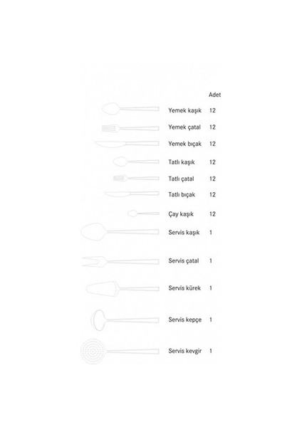 Mercury 89 Parça Çatal Kaşık Bıçak Takımı Parlak
