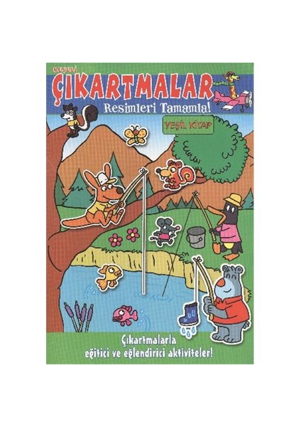 Neşeli Çıkartmalar Resimleri Tamamla Yeşil Kitap