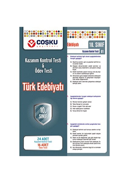 Coşku Yayınları 10.Sınıf Türk Edebiyatı Yaprak Testleri