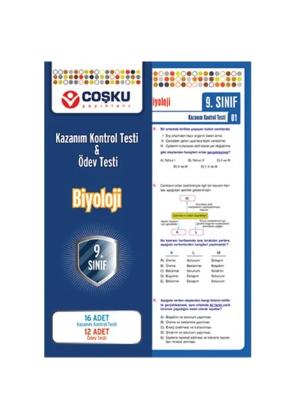 Coşku Yayınları 9.Sınıf Biyoloji Yaprak Testleri