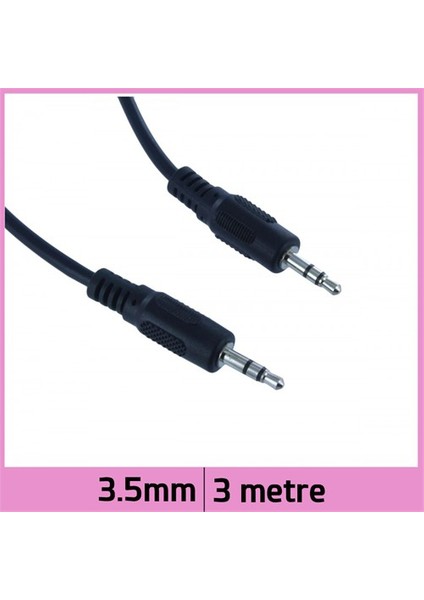 3.5Mm Stereo Ses Bağlantı Kablosu - Siyah - 3M